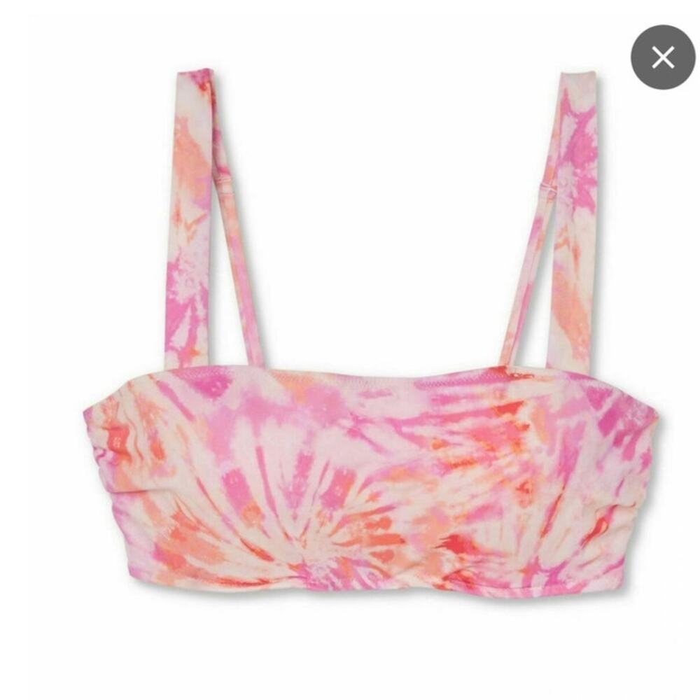 Shade & Shore Tie Dye Light Lift Square Neck Bikini Top Size 36D NWT Multicolor - Picture 7 of 7